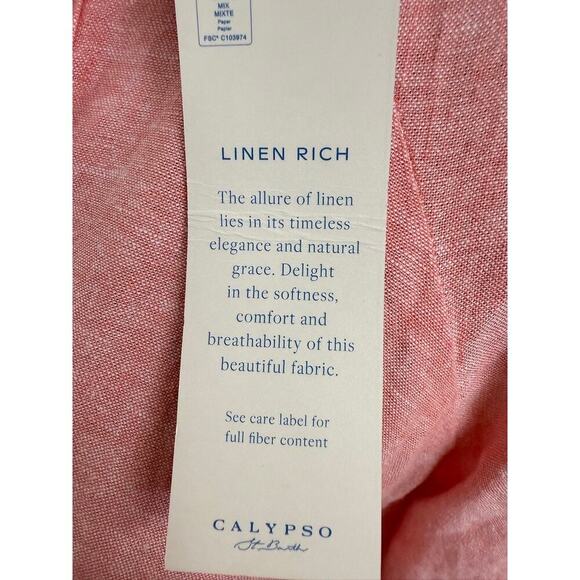 NWT Calypso St Barth Linen Blend Button Front Shirt Dress S Coastal Chic Resort - Picture 2 of 5